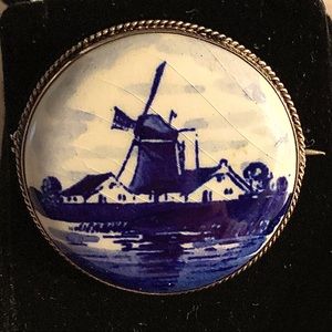 Antique Delft Brooch